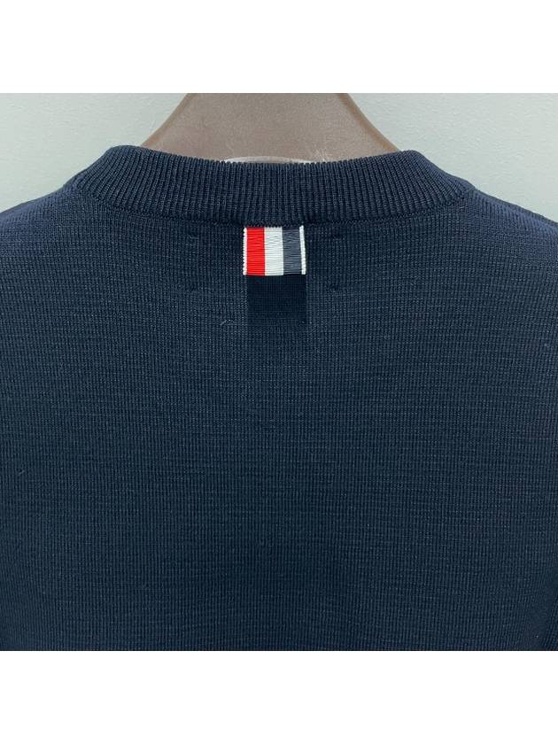 4-Bar Milano Stitch Crew Neck Knit Top Navy - THOM BROWNE - BALAAN 8