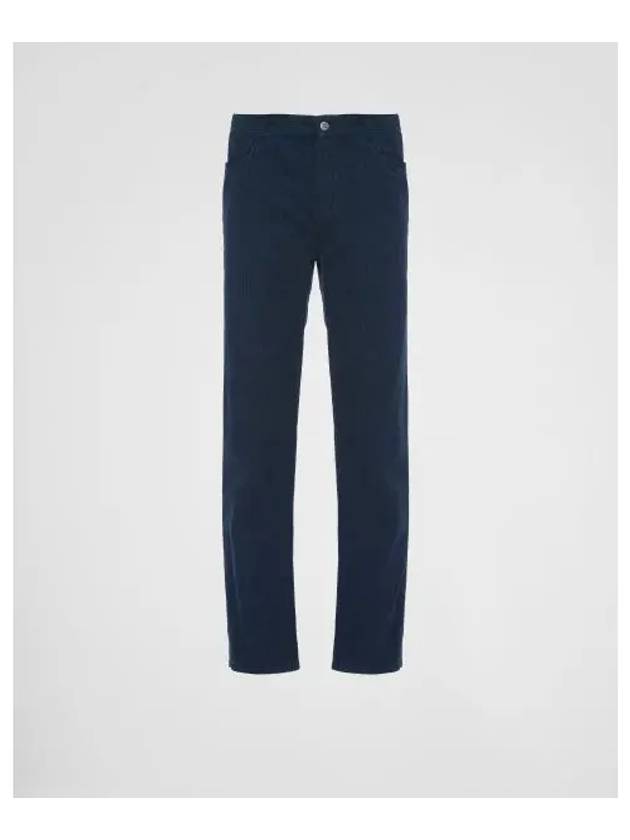 5 Pocket Corduroy Straight Pants Navy - PRADA - BALAAN 2