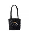 Woven Fabric Crochet Tote Bag Black - PRADA - BALAAN 2