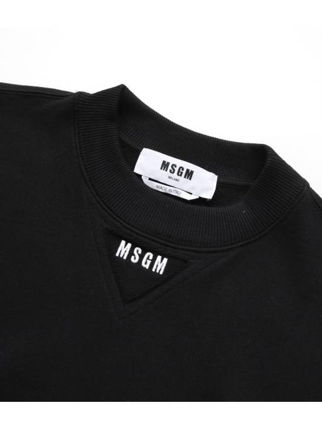 Micro Logo Embroidered Cotton Sweatshirt Black - MSGM - BALAAN 3