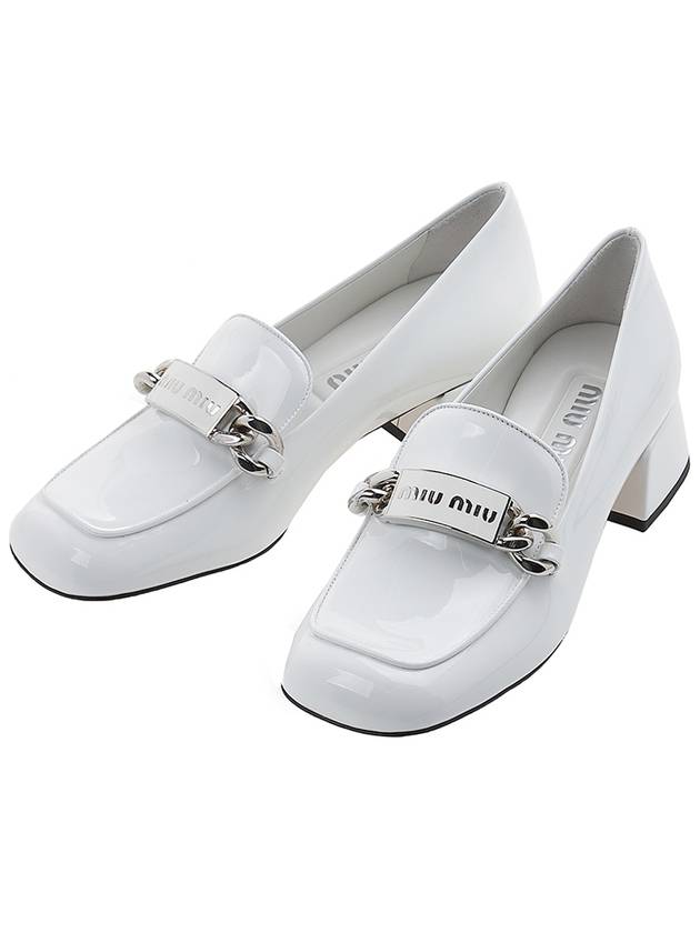 Women's Logo Patent Leather Pumps White - MIU MIU - BALAAN 2