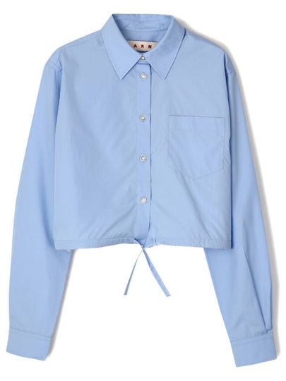 Poplin Cropped Organic Cotton Shirt Blue - MARNI - BALAAN 2