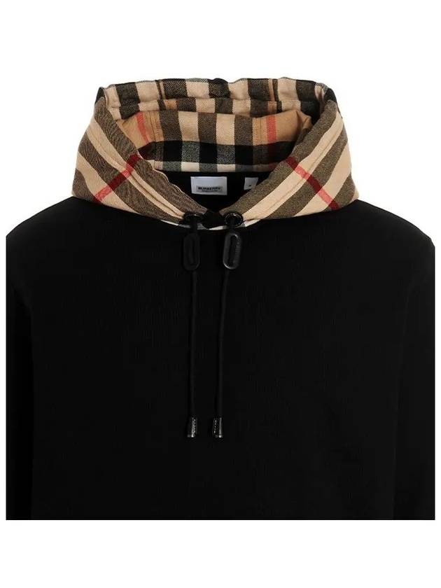 Check Hood Cotton Hoodie Black - BURBERRY - BALAAN 5