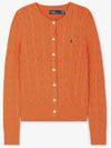 Women's Embroidered Logo Pony Cable Cardigan Orange - POLO RALPH LAUREN - BALAAN 3