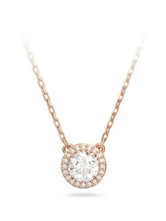 Constella Round Cut Pavé Necklace Rose Gold - SWAROVSKI - BALAAN 2