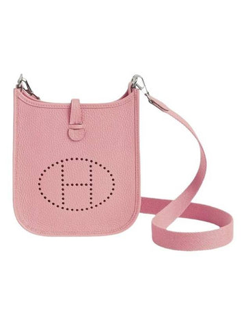 Evelyn Mini 16 TPM Amazon Cross Bag Palladium Hardware Rose Sakura B Engraved H069426CK - HERMES - BALAAN 1