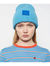 Face Patch Ribbed Wool Beanie Blue - ACNE STUDIOS - BALAAN 5