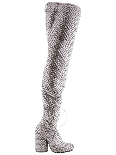 Burberry Anita Over-The-Knee 110 mm Heel Boot in Silver/Crystal, Brand Size 36 ( US Size 6 ) - BURBERRY - BALAAN 1