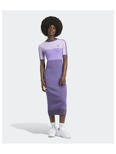 Embroidered Logo Knitted Midi Dress Purple - ADIDAS - BALAAN 2