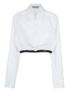 Poplin Crop Shirt White - PRADA - BALAAN.