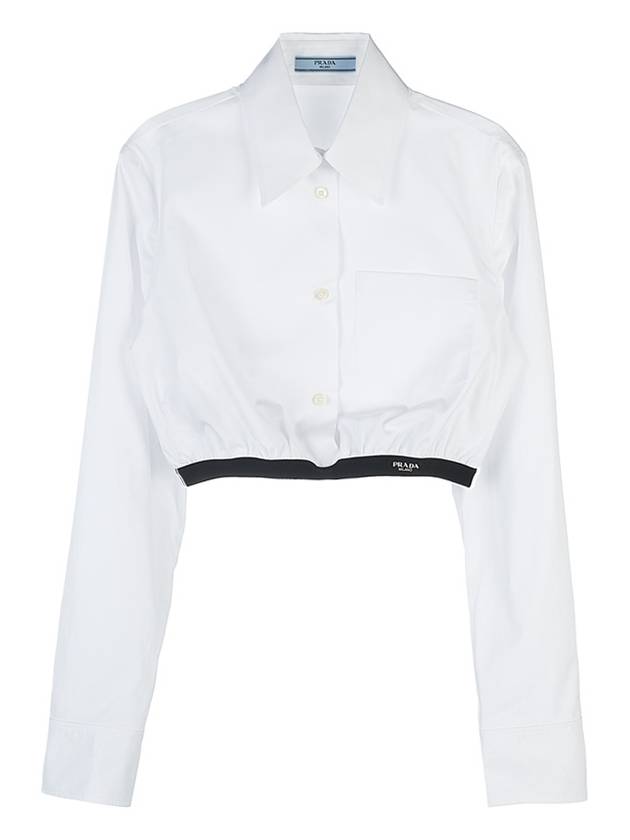 Poplin Banding Cropped Long Sleeve Shirt White - PRADA - BALAAN 2