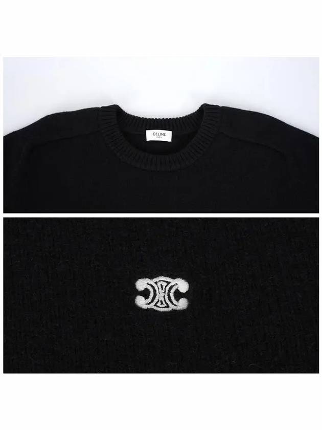 Men's Triomphe Crew Neck Cashmere Wool Knit Top Black - CELINE - BALAAN 6