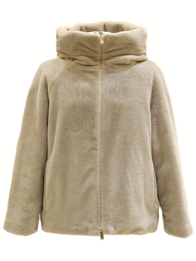 Fur Zip-Up Hoodie Beige - HERNO - BALAAN 2