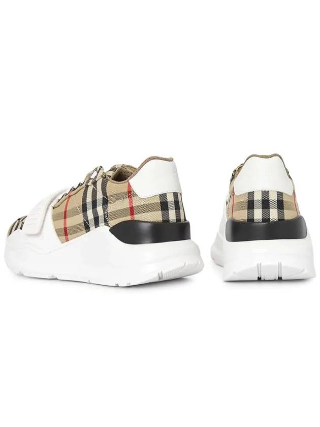 Vintage Check And Leather Sneakers White Archive Beige - BURBERRY - BALAAN 7