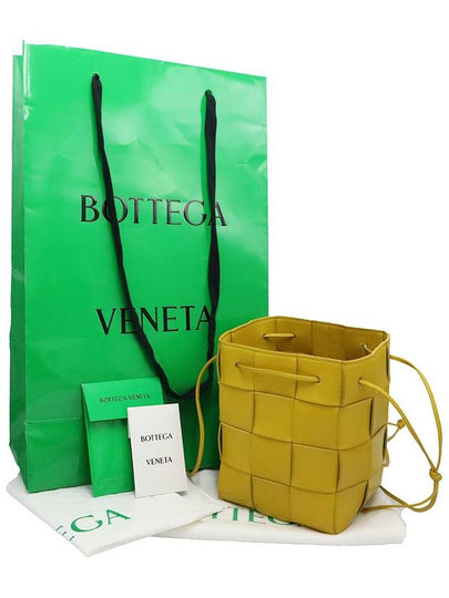 Bottega Veneta 680218 Yellow Intrecciato Weaving Small Cassette Crossbody Bucket Crossbag - BOTTEGA VENETA - BALAAN 2