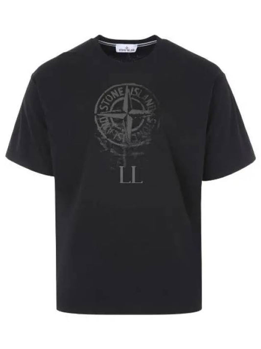 Men's Logo Print Crew Neck Short Sleeve T-Shirt Black - STONE ISLAND - BALAAN 2