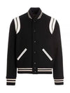 Teddy Bomber Jacket in Wool Black White - SAINT LAURENT - BALAAN 2