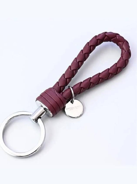 Intrecciato Leather Key Holder Burgundy - BOTTEGA VENETA - BALAAN 2