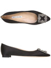 Hangisi Satin Jewel Buckle Flat Black - MANOLO BLAHNIK - BALAAN 3