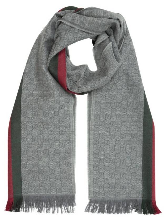 Web GG Two-Tone Muffler Grey - GUCCI - BALAAN 11