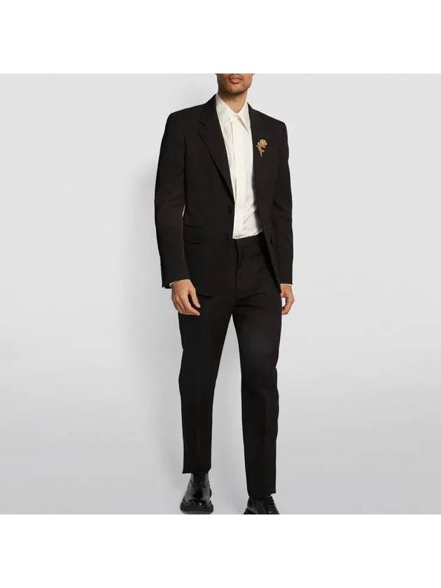 Gold Flower Embroidery Blazer Jacket Black - ALEXANDER MCQUEEN - BALAAN 7