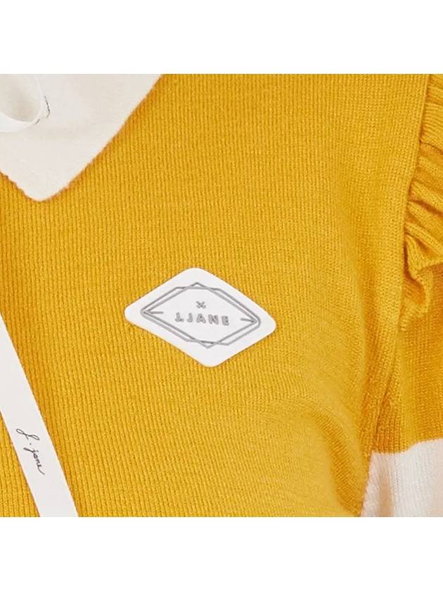 golf wear shoulder frill knit zip up Mustard - J JANE - BALAAN 2