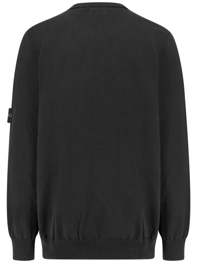 5100053 Soft Organic Cotton Small Roll Details Crewneck Sweatshirt Black - STONE ISLAND - BALAAN 4