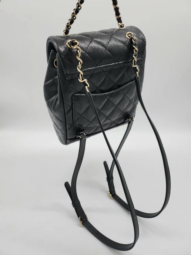 Shiny Grained Calfskin Gold Metal Backpack Black - CHANEL - BALAAN 11