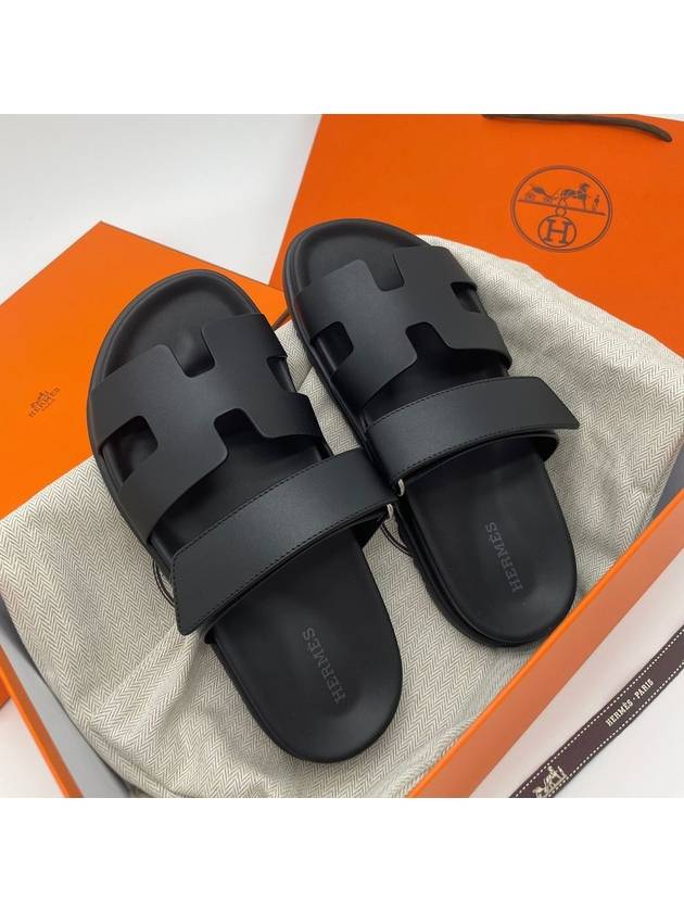 Chypre Calfskin Sandals Black - HERMES - BALAAN 3