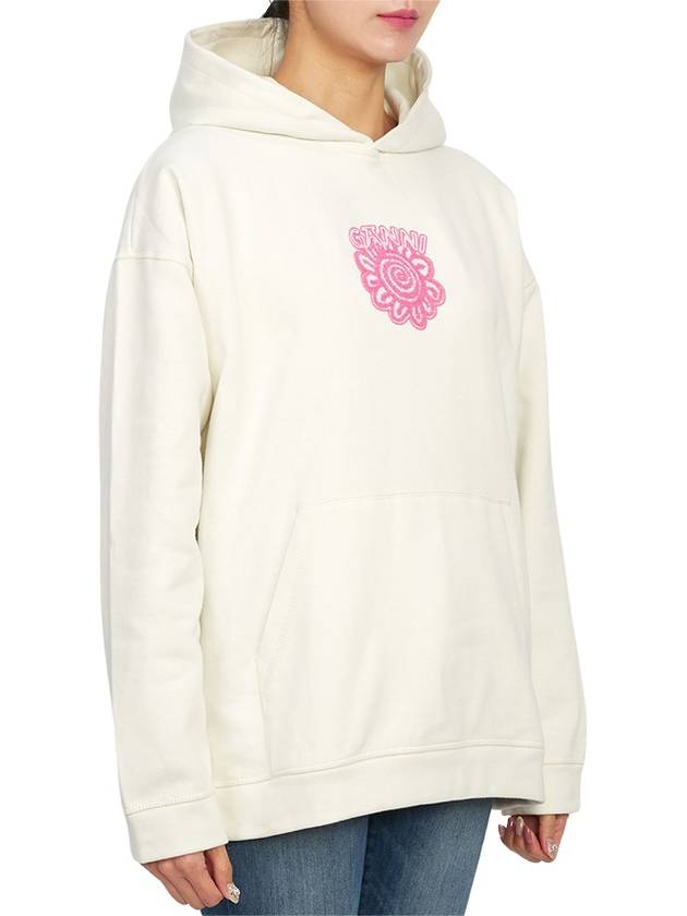 Isoli Flower Oversized Hoodie Egret - GANNI - BALAAN 4