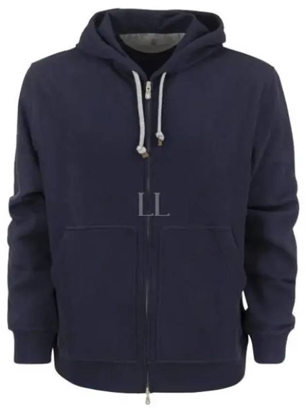 Tech Cotton Zip-Up Hoodie Navy - BRUNELLO CUCINELLI - BALAAN 2