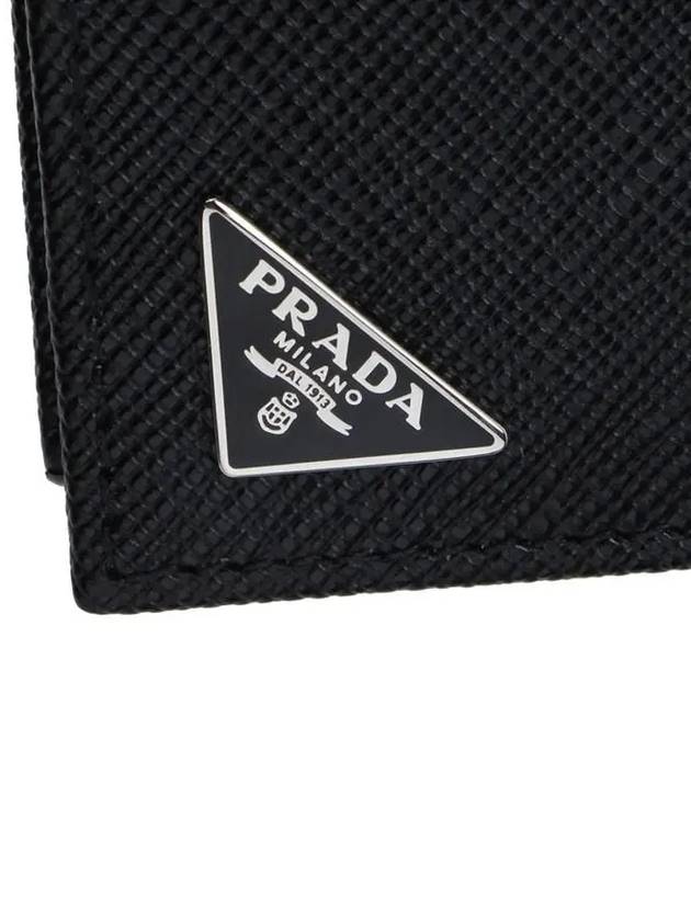 Triangle Logo Saffiano Half Wallet Black - PRADA - BALAAN 8