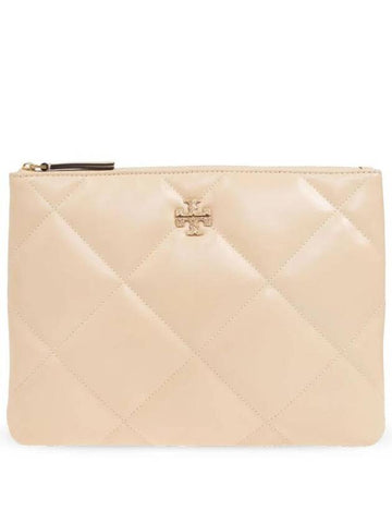 Kira Quilted Clutch Bag Beige - TORY BURCH - BALAAN 1