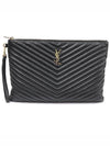 440222 Black Matelasse Monogram Document Holder Strap Clutch - SAINT LAURENT - BALAAN 1