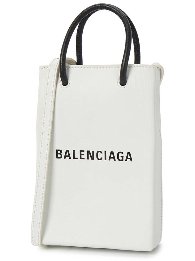 Logo Print Phone Holder Small Cross Bag White - BALENCIAGA - BALAAN 3