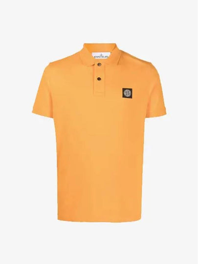 Men's Logo Patch Cotton Polo Shirt Orange - STONE ISLAND - BALAAN 2