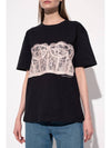 Lace Corset Print Short Sleeves T-Shirt Black - ALEXANDER MCQUEEN - BALAAN 2