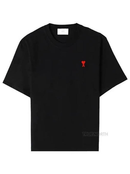 Small Heart Logo Boxy Fit Short Sleeve T-Shirt Black - AMI - BALAAN 2