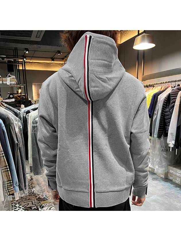 Center Back Stripe Cotton Zip Up Hoodie Light Grey - THOM BROWNE - BALAAN 6