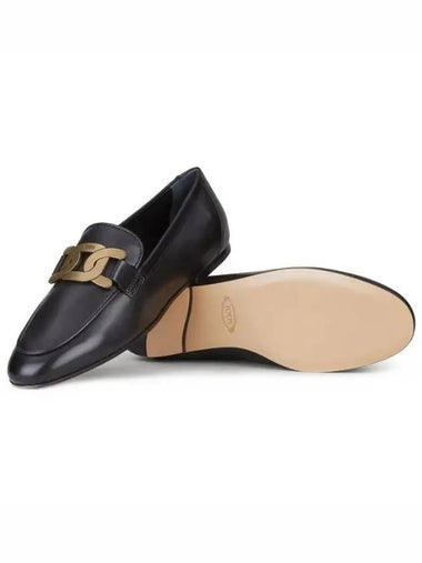 Kate Metal Logo Leather Loafers Black - TOD'S - BALAAN 6