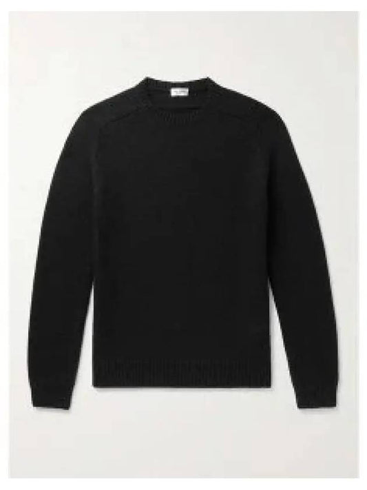 Men's Crewneck Cashmere Knit Top Black - SAINT LAURENT - BALAAN 2