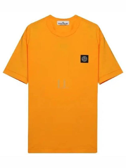 Logo Patch Cotton Short Sleeve T-Shirt Orange - STONE ISLAND - BALAAN 2