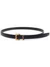 Cassandre Grained Leather Square Buckle Thin Belt Black - SAINT LAURENT - BALAAN 5