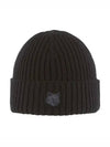 Bold Fox Head Patch Ribbed Beanie Black - MAISON KITSUNE - BALAAN 3