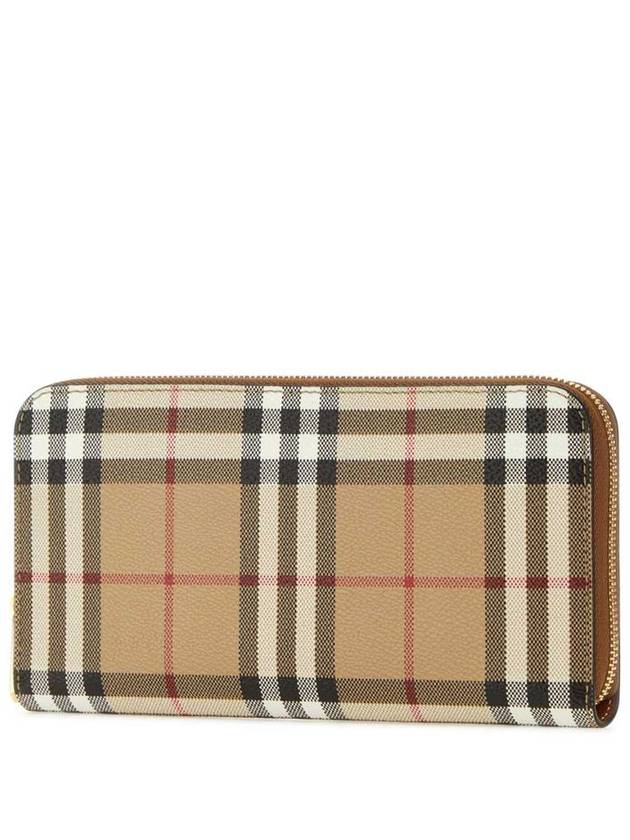 Check Leather Ziparound Long Wallet Beige - BURBERRY - BALAAN 3