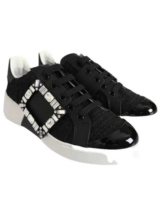 Viv Buckle Fabric Low Top Sneakers Black - ROGER VIVIER - BALAAN 2