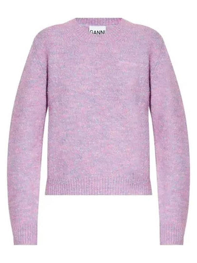 Cotton Mix Round Neck Knit Top Rose Violet - GANNI - BALAAN 2