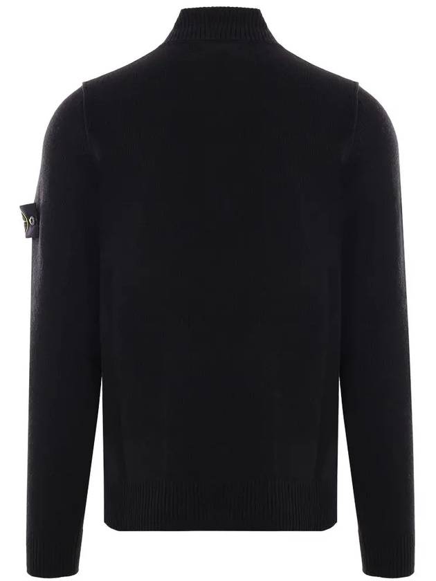 Wappen Patch Half Button Lambswool Knit Top Black - STONE ISLAND - BALAAN 4