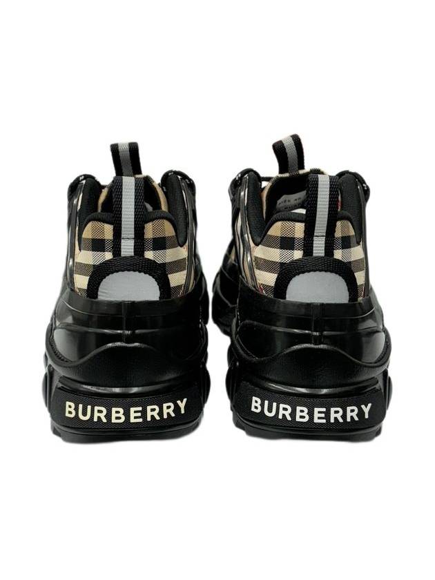 Vintage Check Cotton Leather Arthur Low Top Sneakers Black - BURBERRY - BALAAN 5