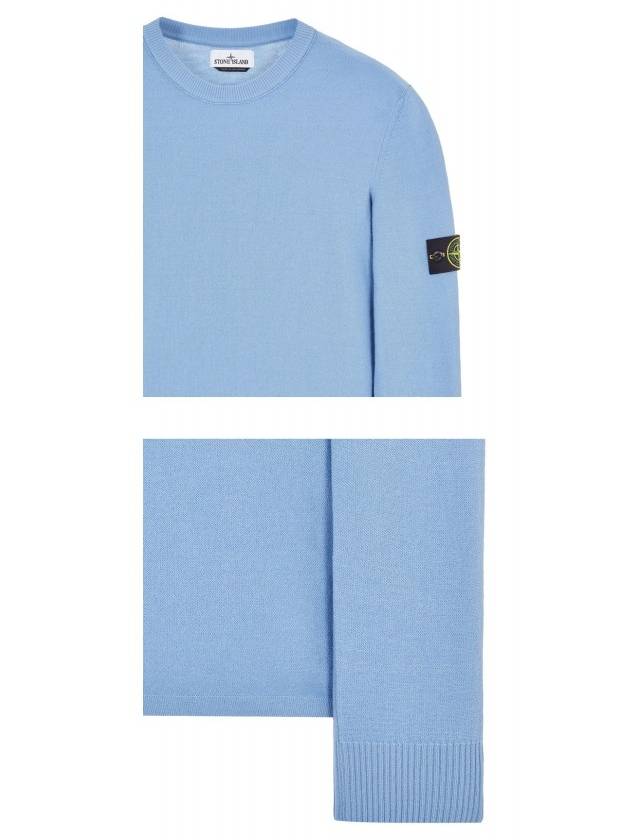 Men's Wappen Patch Crew Neck Wool Knit Top Blue - STONE ISLAND - BALAAN 7